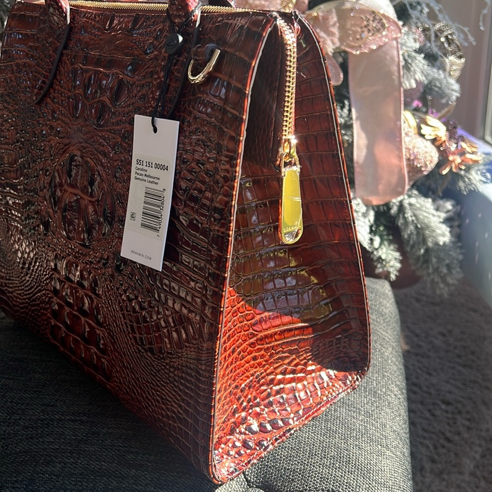 Brahmin Pecan Croc-Embossed Satchel - Picture 9 of 12